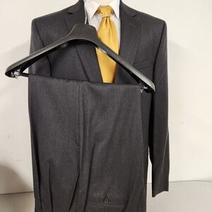 Jack Victor Classic Rochester Suit Sz 44 XL 38X33 Grey 130s Wool 2 PC Canada NWT